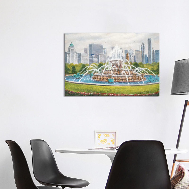 Buckingham Fountain 1 Piece Wrapped Canvas Painting, 66.04cm H x 101.6cm W x 3.81cm D