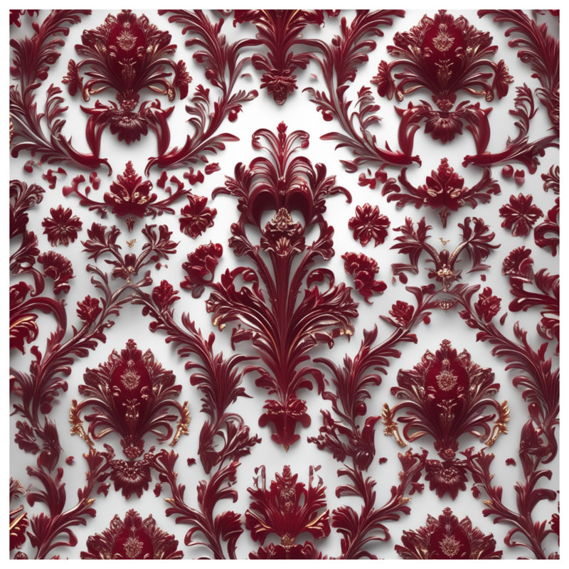 Ornate Red Damask Comforter, Twin