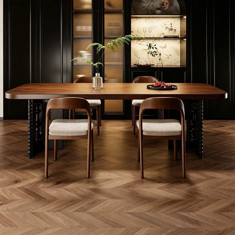 Walnut solid wood rectangular dining table, 29.53" H x 78.74" W x 31.5" D