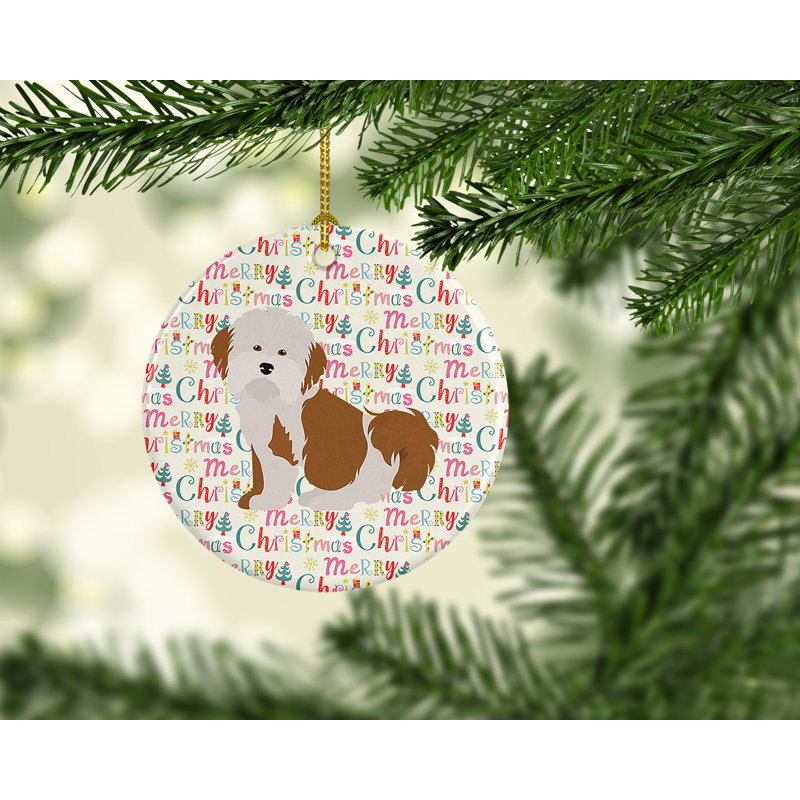 Ornement suspendu havanais Merry Christmas