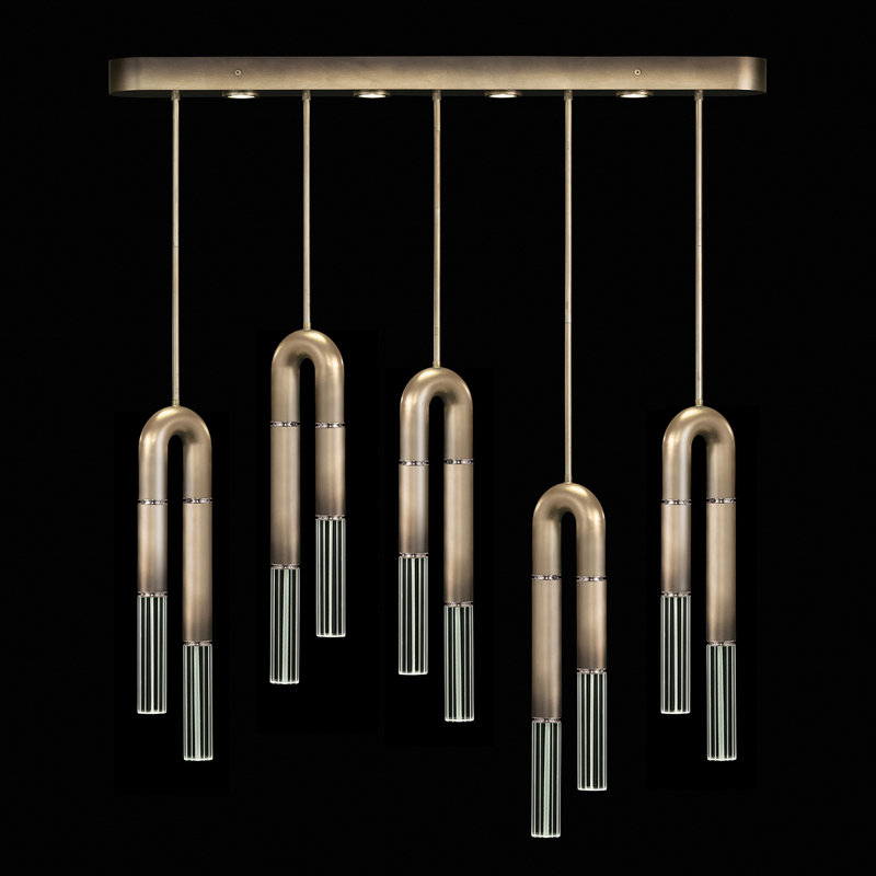 Luminaire suspendu linéaire 51,5 po Antonia, Ombre bronze / nickel