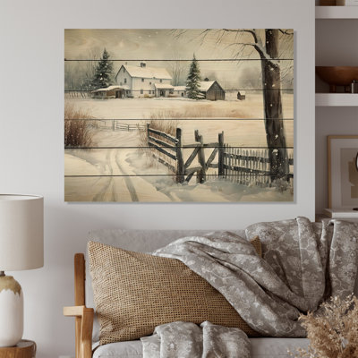 «Sidonie Kentucky Farm In Winter», reproduction sur bois sans cadre