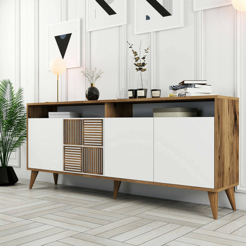Mishel 180cm Sideboard, Walnut/White