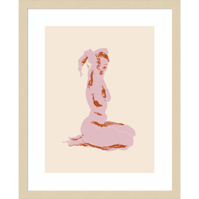 Nude With Arms Folded Over Her Head by Nantucket Wood Framed Wall Art Print