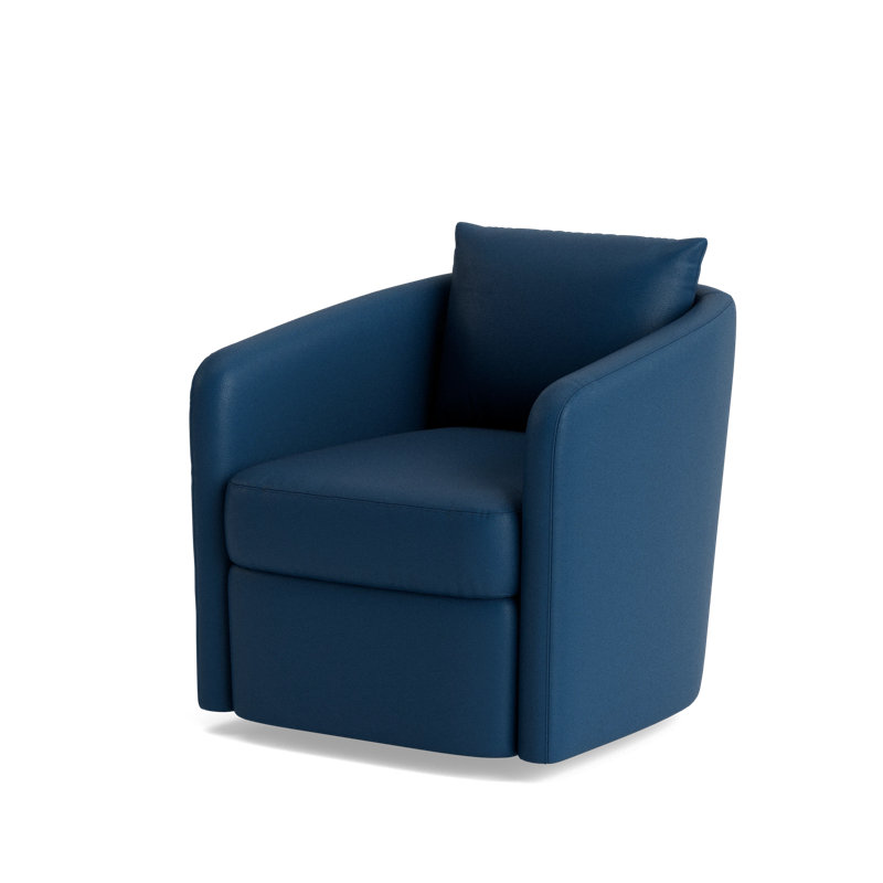 Astrid Leather Swivel Chair, Leather - Deep Blue