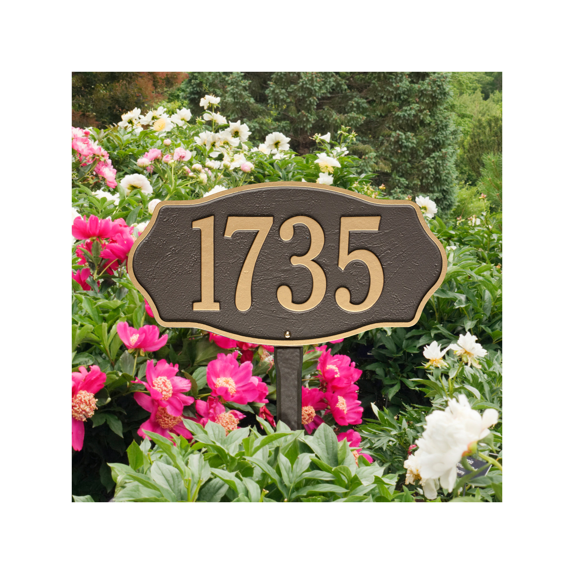 Hampshire 1-Line Lawn Address Sign, Bronze/Gold, Yes