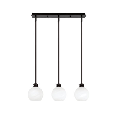 Luminaire suspendu linéaire à 3 lumières Edge avec verre de marbre blanc 5,75 po