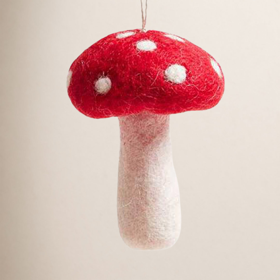 Felted Festive 2.25'' Handmade 100% Wool Plants & Flowers Hanging Figurine Ornament Farmhouse Pottery