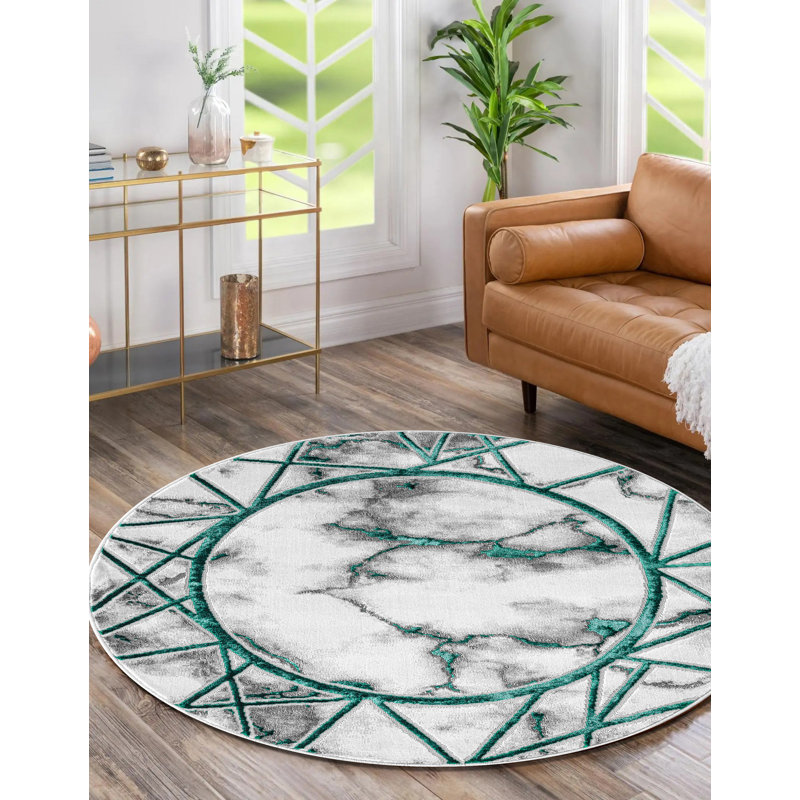 Keins Emerald Modern Abstract Geometric Area Rug – Soft Washable Polypropylene Carpet for Living Room, Bedroom & Hallway – Stain Resistant & Durable Home Floor Mat