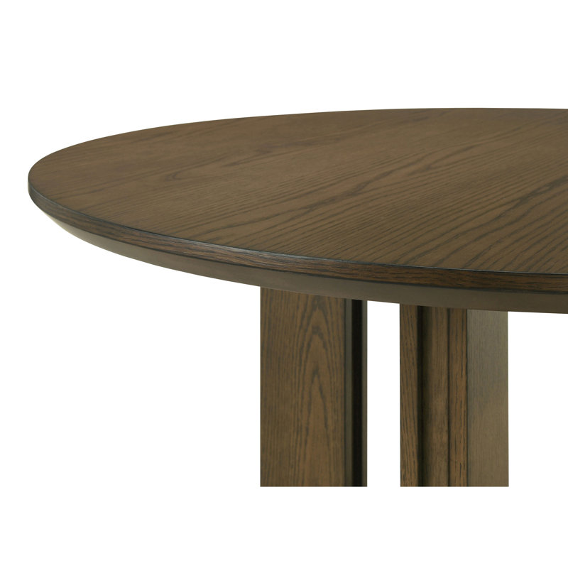 Crispin Brown Round Wood Dining Table With Shelf (Not Including Chair)