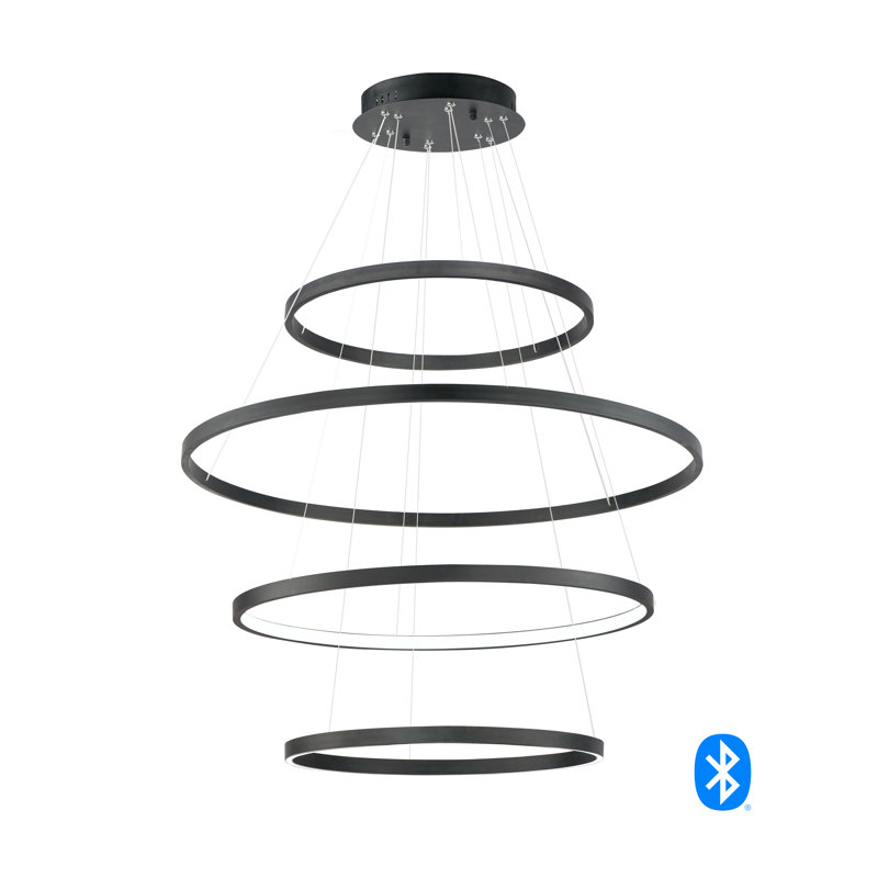 Luminaire suspendu à une lumière DEL à 4 niveaux Kayelee, Noir