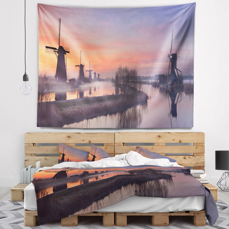 Tapisserie de polyester à vent au mélange de soleil avec accessoires suspendus inclus, H 50 po x l 60 po