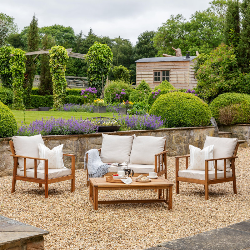Daphne Wooden Garden Sofa Set - Natural, Sand
