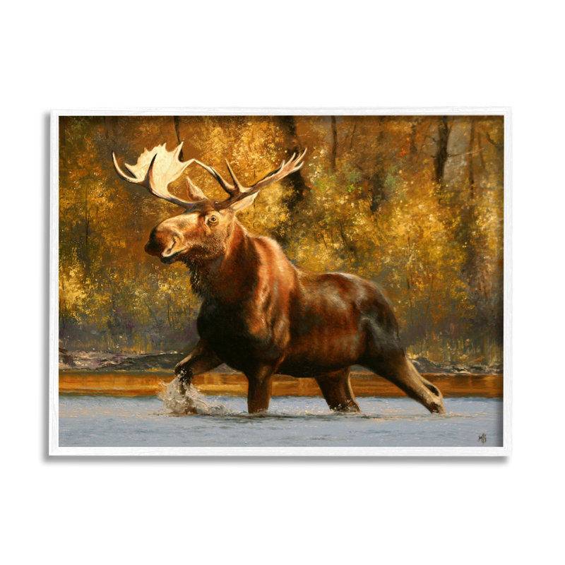 "Stupell Industries Moose Stepping River Foliage", art mural par Mark Kelso, H 11 po x l 14 po x P 1,5 po