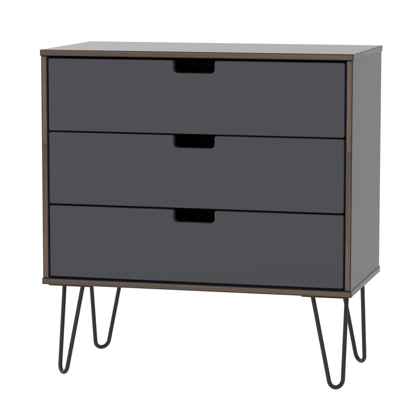 Fully Assembled Fairbury 3 Drawer Chest, Graphite