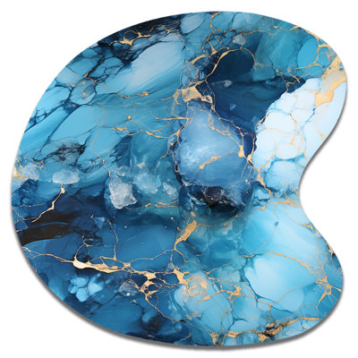 Loren - Abstract Marble Metal Art In Irregular Drop Shape