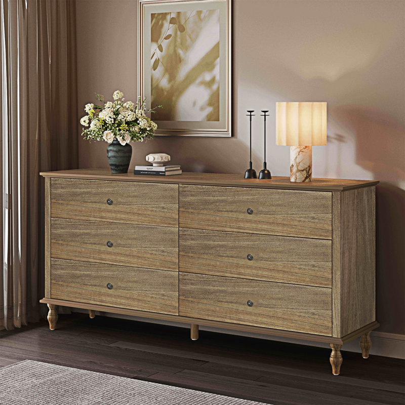 Commode en bois avec glissières à fermeture automatique, Light Brown