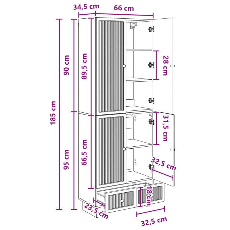 4 -Door 3 Storage Cabinet, Grey Sonoma
