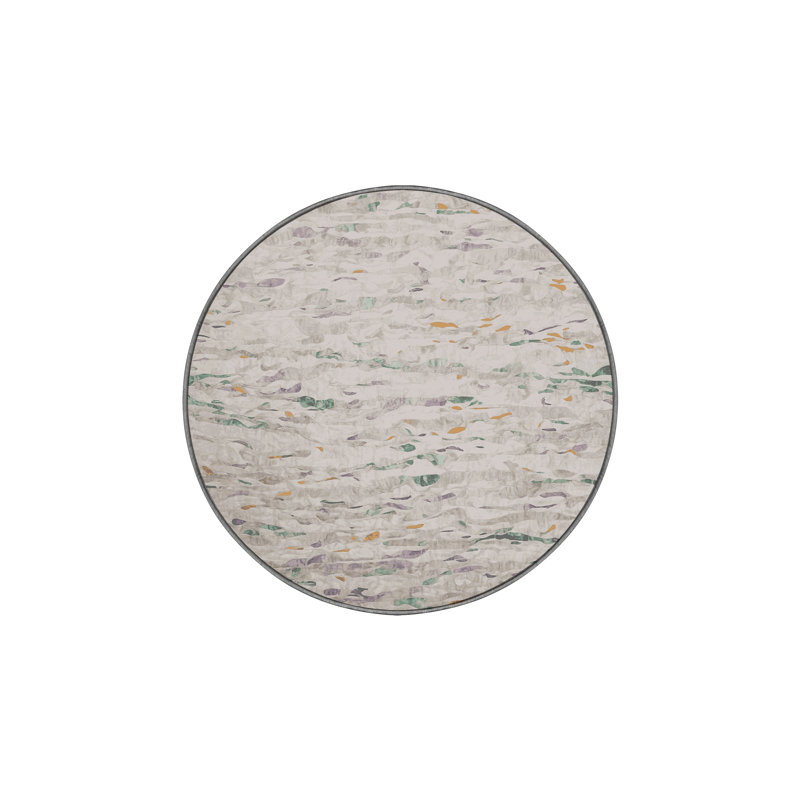 Machine Washable Gray Area Rug, Round 4'