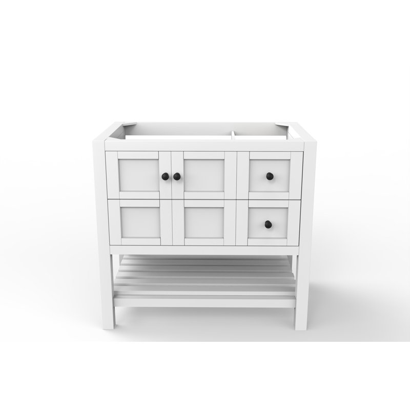 Base de meuble-lavabo simple 35 po Venice, Blanc / noir