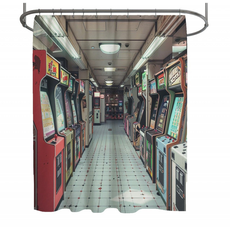 Rideau de douche Arcade - Décor de salle de bain jeux_13226, H 93 po x l 70 po