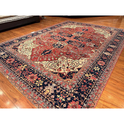 Grand tapis en laine noué à la main 9 x 12 po Farahan