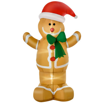 HOMCOM 6Ft Christmas Inflatable Gingerbread Man, Outdoor Blow-Up Yard Decoration With LED Lights Display