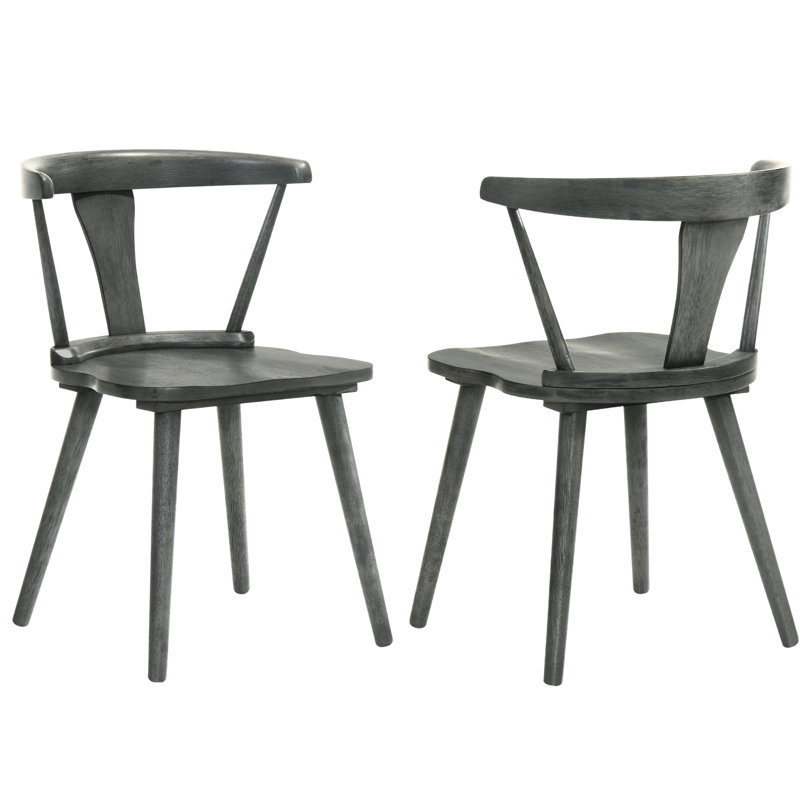 Kersten de 2 chaises d'appoint rustiques en bois d'hévéa gris pour la cuisine et la salle à manger Installation simple et rapide avec deux sièges supplémentaires polyvalents en bois massif dans la chambre