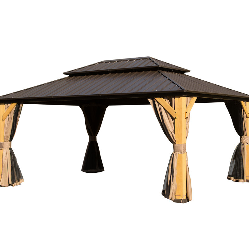 Pavillon de jardin extérieur avec plateau en bois - Créez un espace ombragé sur votre terrasse, la pelouse pour les mariages rendra cette journée spéciale mémorable