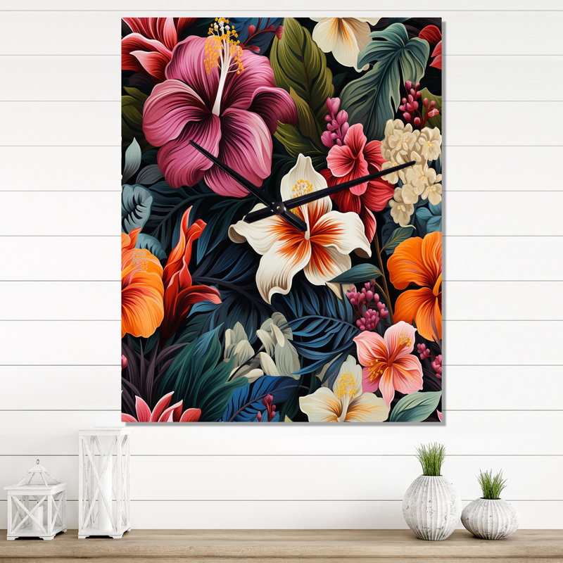 Jamyra - Horloge murale tropicale, H 32 po x l 14 po x P 1 po