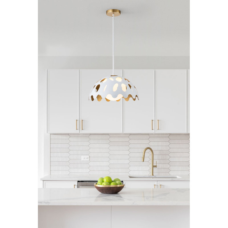 Luminaire suspendu Ameema, Blanc, H 8 po x l 15 po x P 15 po
