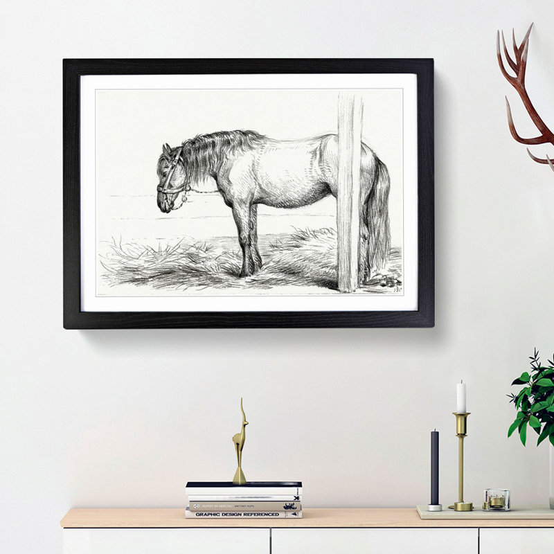 A Horse in a Stable by Jean Bernard - Framed Print, 33cm H x 45cm W x 2cm D, Black Framed