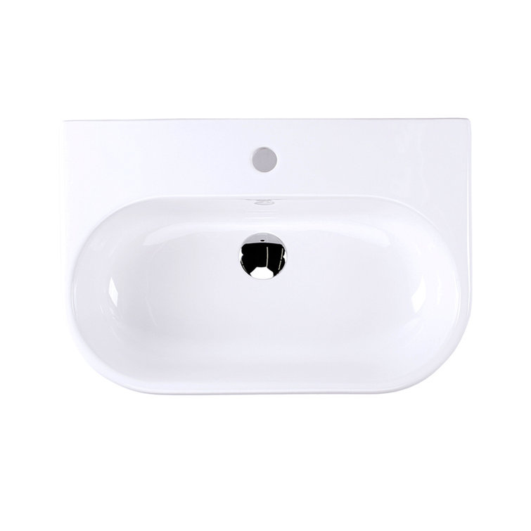 LACAVA Tre 15.62'' White Porcelain U-Shaped Bathroom Sink with Overflow