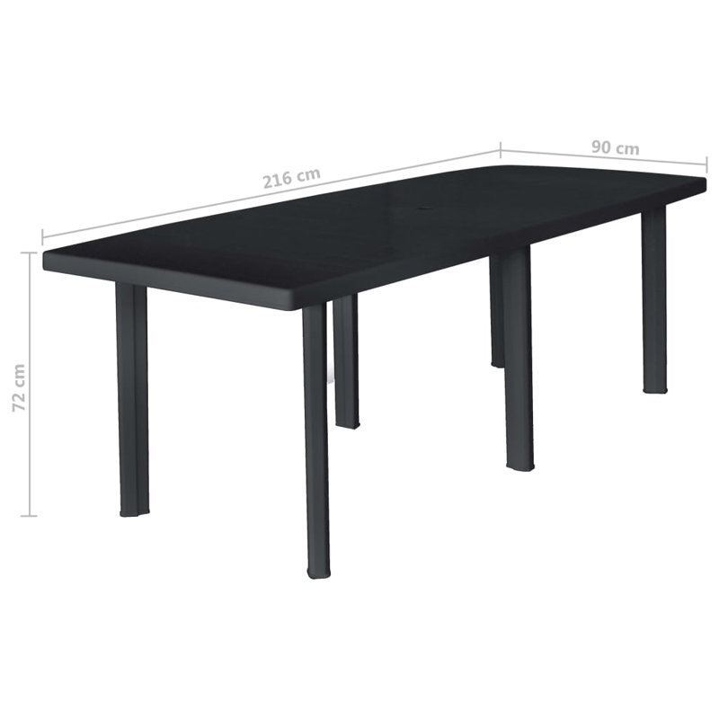 Rectangular Outdoor Dining Table With Umbrella Hole , 216cm cm W 90cm cm D