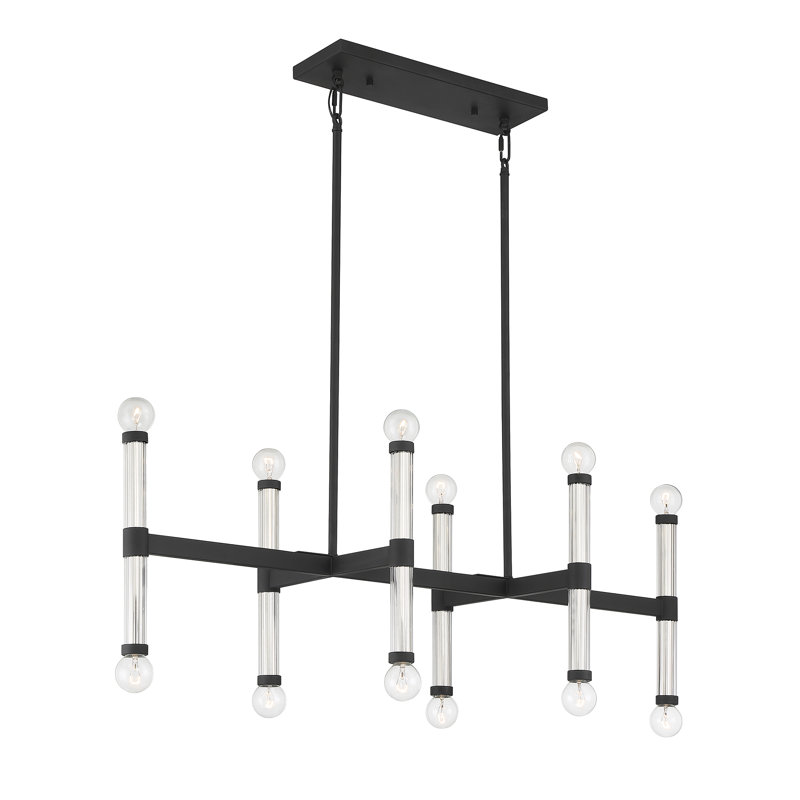 Luminaire linéaire 12 lumières Kingsburg, Noir