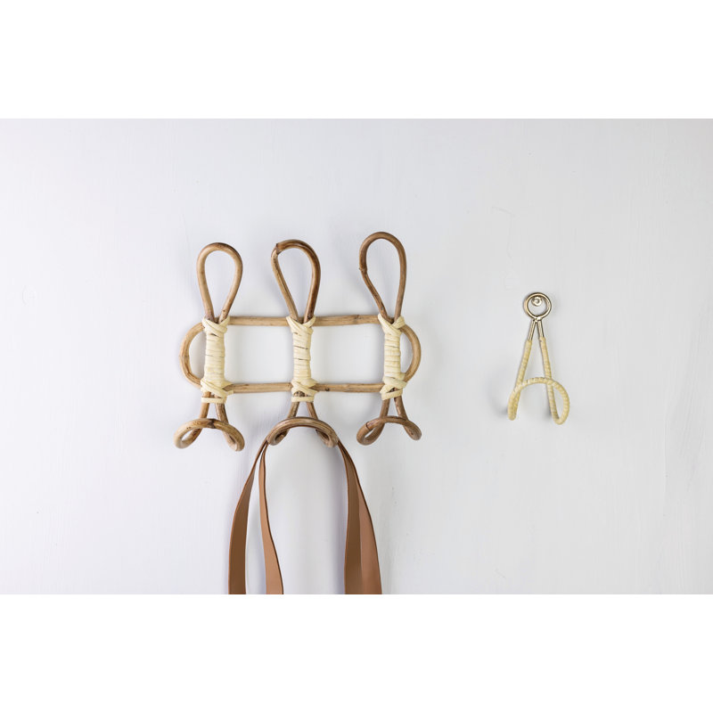 VIP Rattan 10.5 in. Brown 3 Loop Wall Hooks