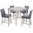 5 Piece Counter Height Table Set, Wooden Kitchen Table Set With Square Table And 4 Upholstered Chairs, Counter Height Dining Table With Crystal Decoration And Chair Set, Silver Grey-1630950195-1630950199