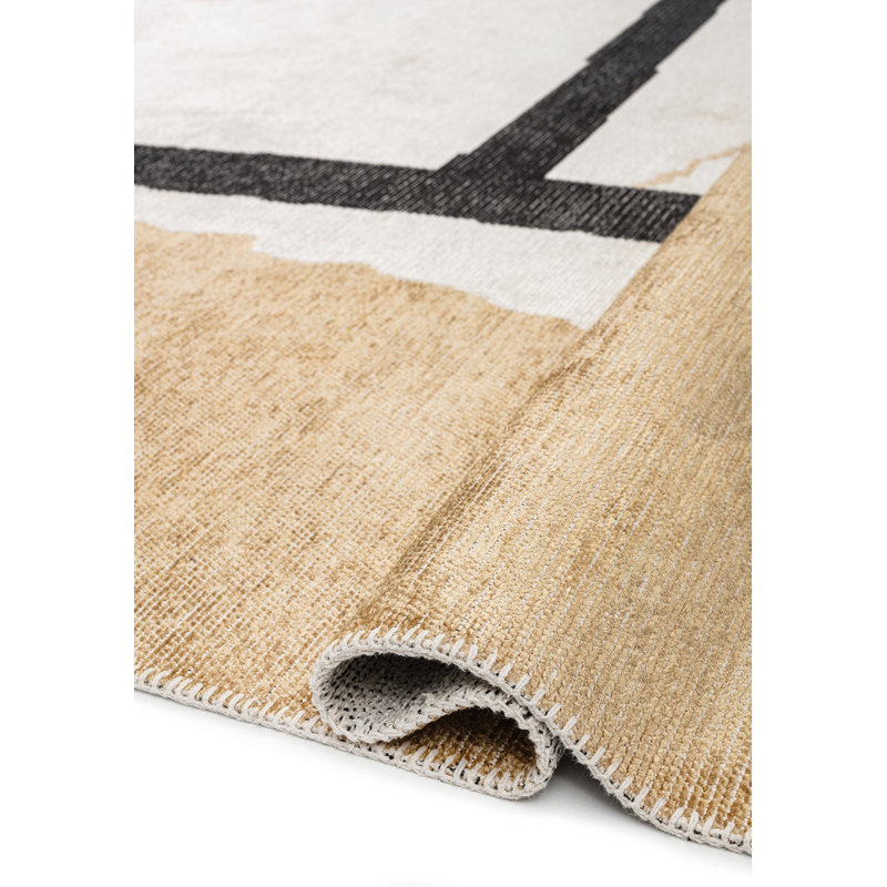 Rapture Abstract Area Rug in Black, Rectangle 6'7" x 8'3"
