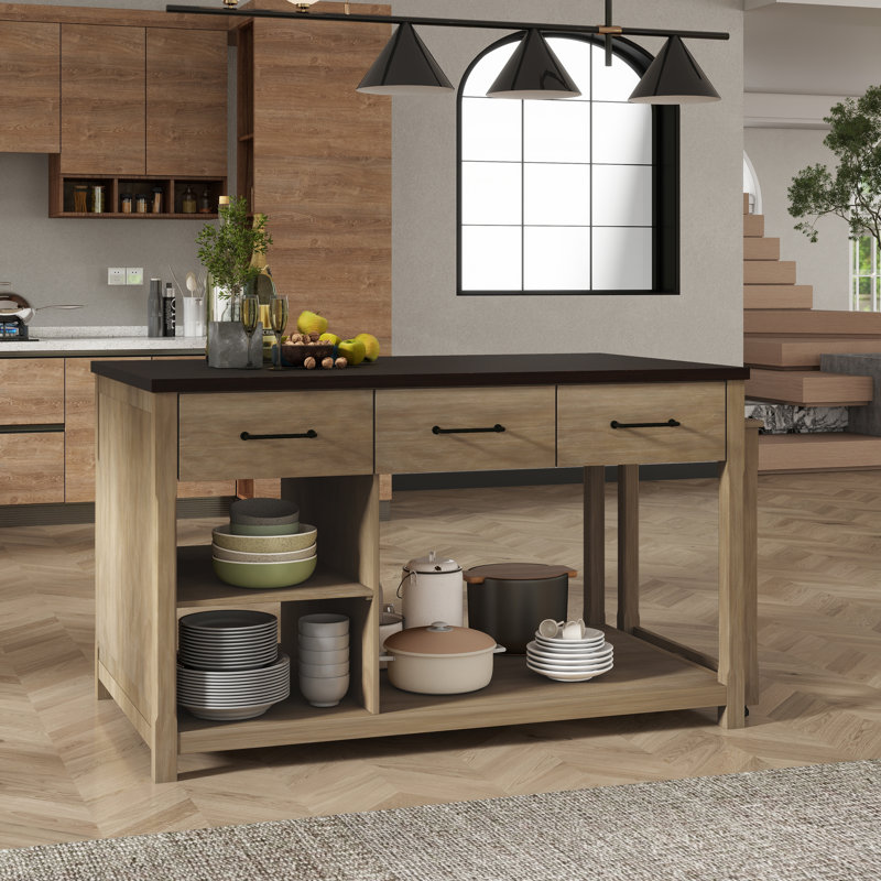Extendable Dining Table With Storage, Espresso/Natural