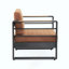 Fauteuil club à structure en aluminium durable avec coussins résistants à l'eau et conception à lattes élégante pour un confort extérieur-563414415