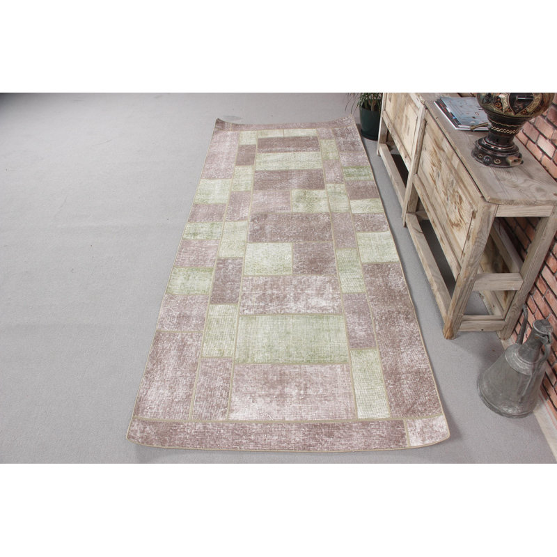 Tapis en patchwork turc de style rétro gris élégant pour la cuisine en laine douce