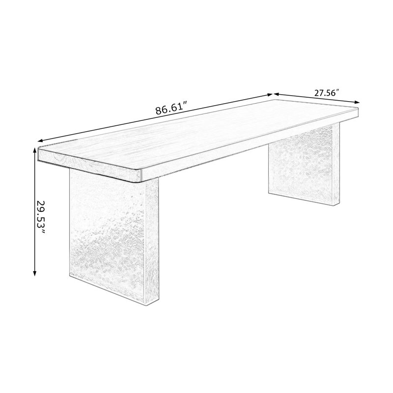 Bureau d'écriture rectangulaire en bois massif brun noisette, H 29,53 po x l 86,61 po x P 27,56 po
