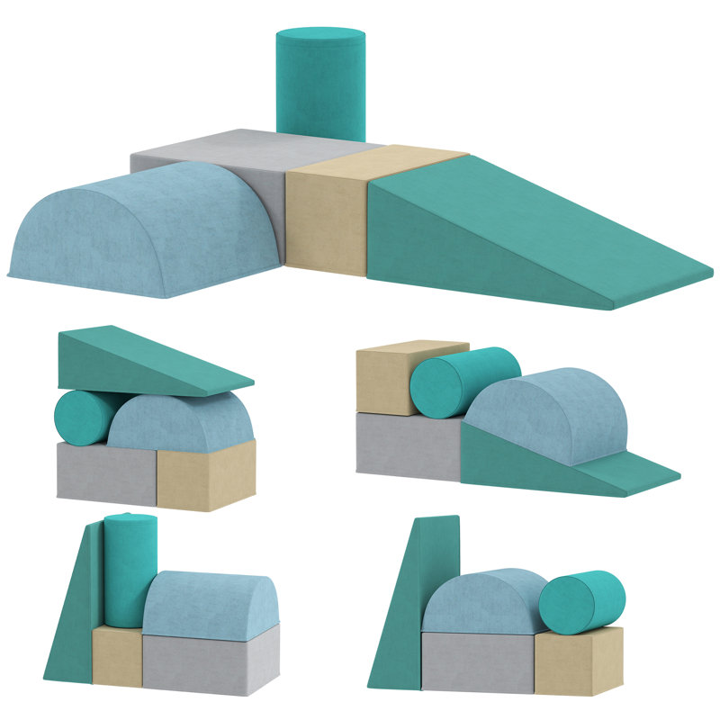 Jouets d'escalade pour tout-petits, blocs d'escalade en mousse souple, bleu / vert