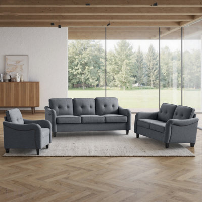 Ensemble de canapé de salon 3 pièces, canapé modulaire et causeuse avec fauteuil d'appoint, sièges confortables modernes pour petits espaces, canapé modulaire