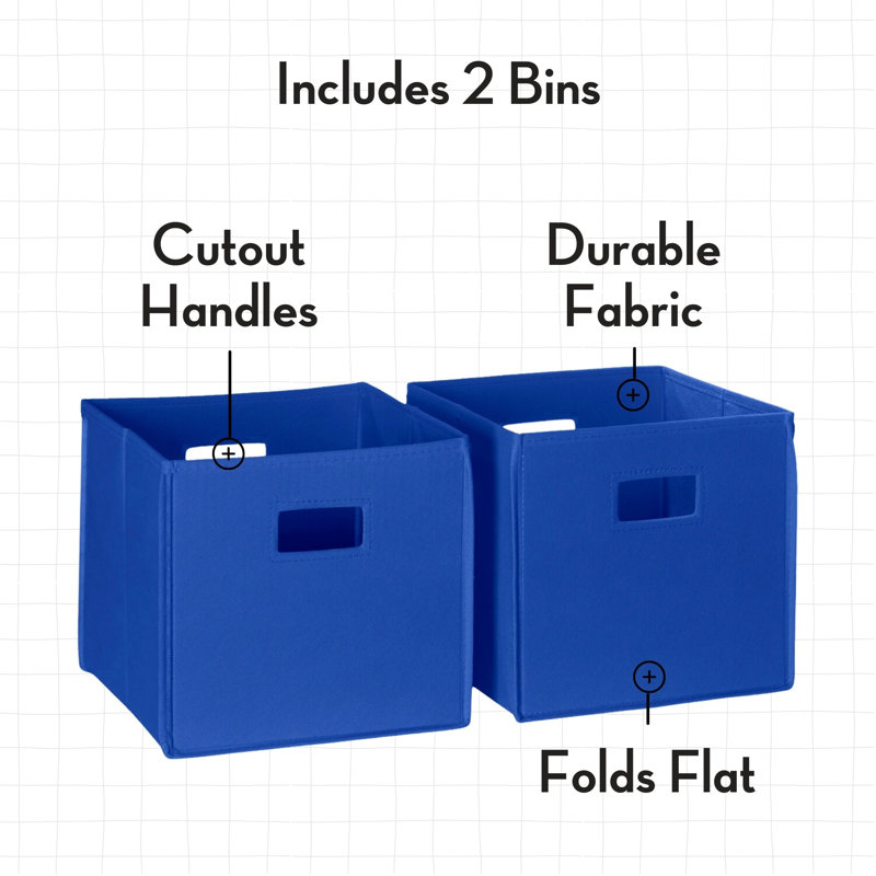 Organisateur de rangement pour jouets 24 pouces avec 2 casiers et 2 compartiments de rangement RiverRidge Kids Catch-All - blanc avec 2 bacs en tissu