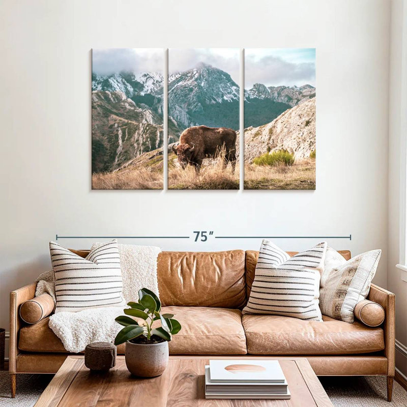 Brampt Bison Lost In The Mountains, 36" H x 57" W