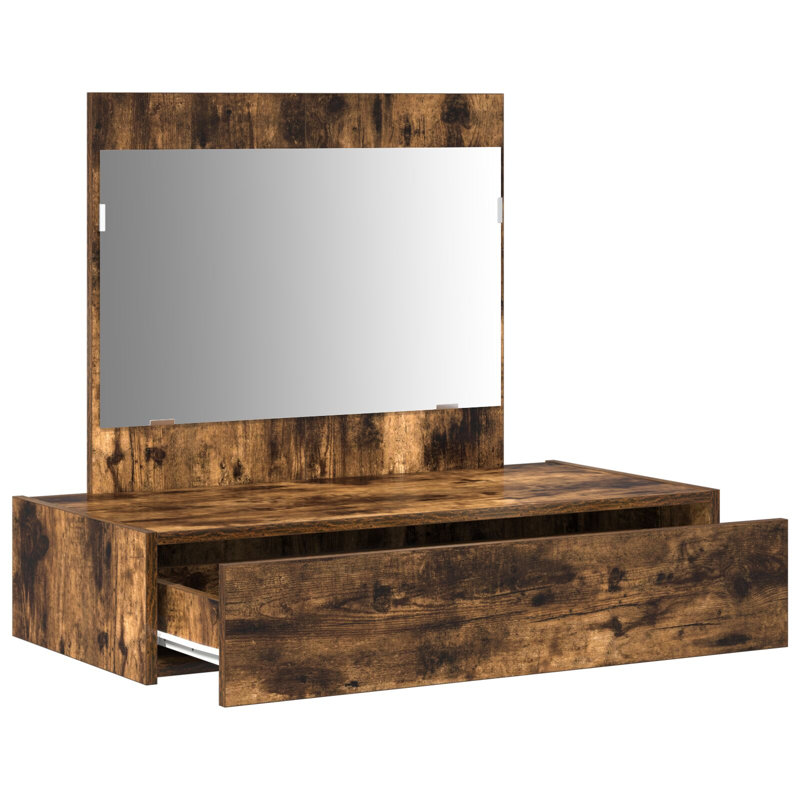 83 X 40 X 70 Cm Mirror Vanity Unit, Smoked Oak