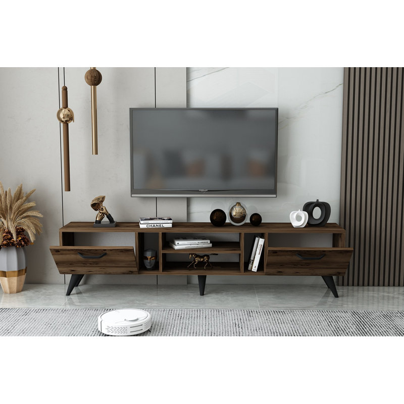 Damiyan Modern Lydia TV Stand, 100% Melamine Coated Particle Board, 70.9 x 16.4 x 11.6 inches | Durable & Stylish Design | Perfect for Living Room & Entertainment Spaces | Elegant Storage Solution for Your Home