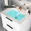Meuble-lavabo flottant mural 24 po avec évier en céramique et deux tiroirs, grand rangement, évier d'armoire, premier tiroir en forme de U, fermeture en douceur