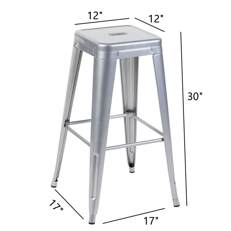 Tabourets de bar 30 po en métal, sans dossier, de 4, amovibles, faciles à assembler, conçus pour un îlot de cuisine, un bar, une salle à manger, un comptoir de fer de 30 po imperméable et robuste, espace pour assembler une charge élevée